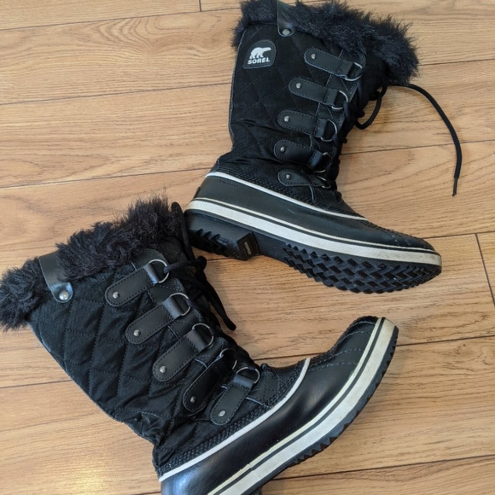 Sorel Tofino black tall winter faux fur boots - Picture 2 of 8